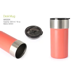 Colorful Single Stainless Steel Water Desk Mug Bottle a Lid