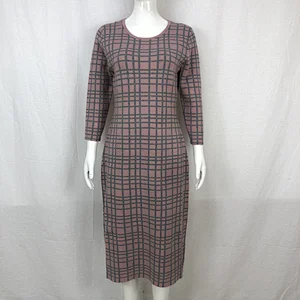 Viscose polyester spring elegant knitting dress long plaid sweater dress