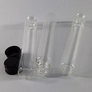 Clear25ml  glass bottle with black aluminum screw cap Refillable Storage Tube Screw top medicine round
