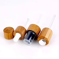 bamboo screw cap essential oil cover face cream spray cosmetic glass dropper aromatherapy e liguid round bottle lotion