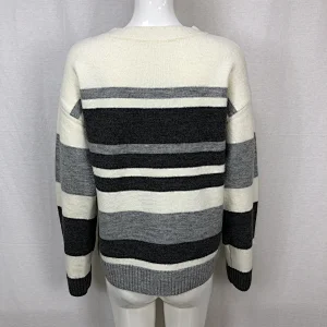 Acrylic spandex ladies knitwear striped winter sweaters for women