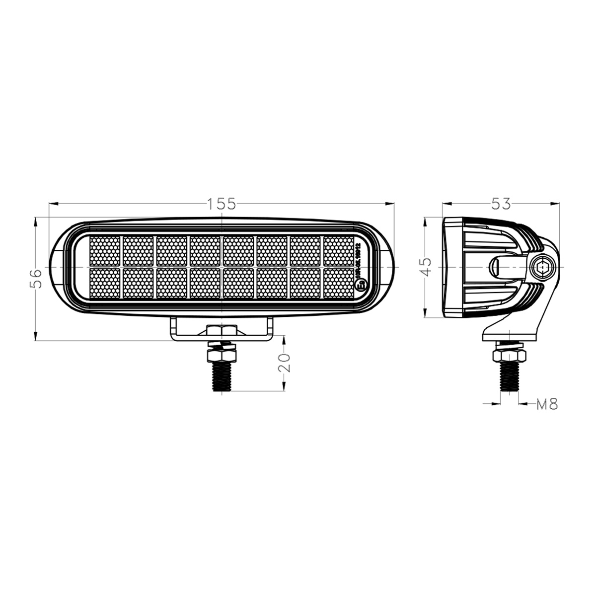 Rectangle 16W LED Work Light For JP Offroad ATV UTV Trucks excavator etc