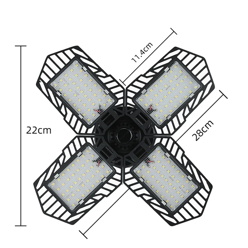 LED Garage Light Foldable Deformable100W Super Bright Led Garage Ceiling Light Adjustable With 4 Panel