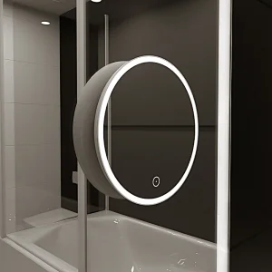 Custom Housing-color Round LED Bathroom Mirror Type C Charging Magnetic Detachable Mirror HCL-049