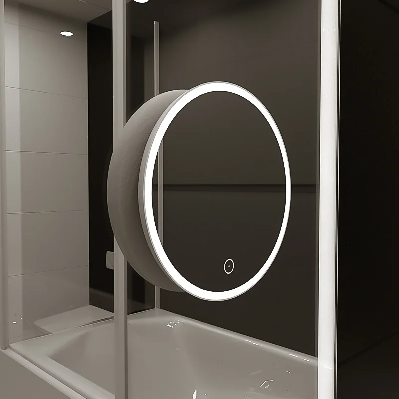 Custom Housing-color Round LED Bathroom Mirror Type C Charging Magnetic Detachable Mirror HCL-049