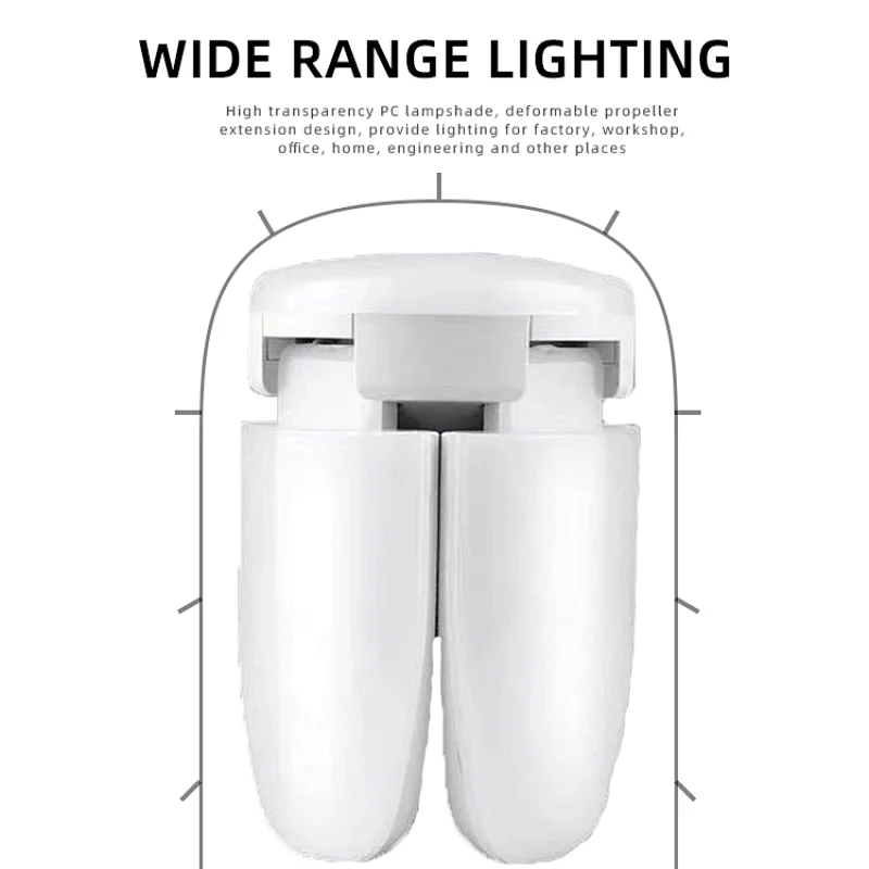 Deformable LED Garage Lights 6000K Daylight with 4 Adjustable leaves for Garage Warehouse Workshop Basement