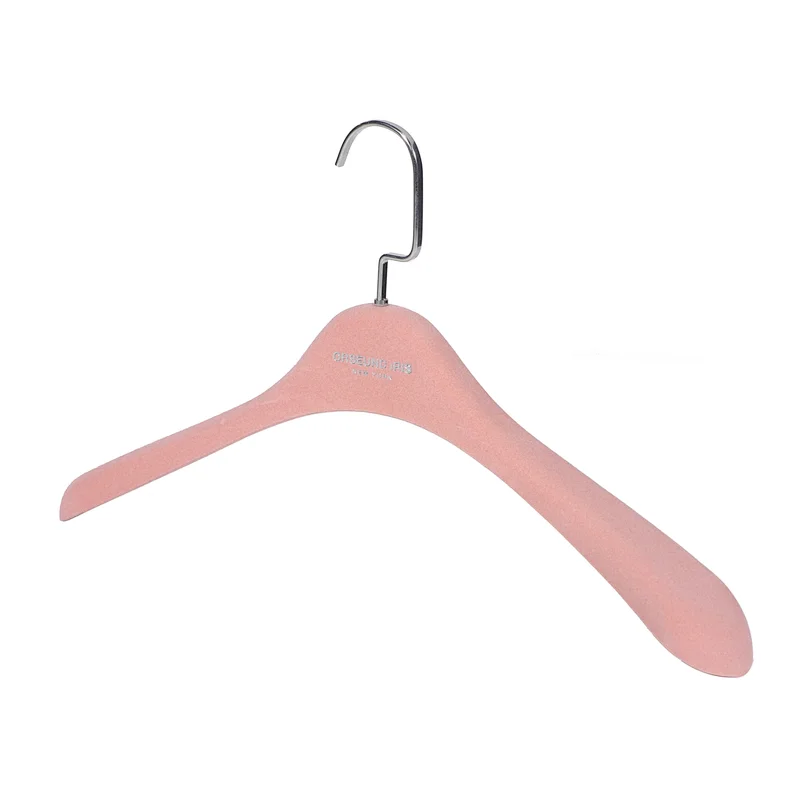 YT customized pink velvet coat clothes hanger wide shoulder jacket hanger