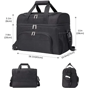 Navo Collapsible Cooler Bag 48-Can Insulated Leakproof Soft Cooler Portable Double Decker Cooler Tote for Beach/Picnic/Sports, Black,cooler bag,insulated bag,ice packs for coolers,yeti backpack cooler,thermal bag