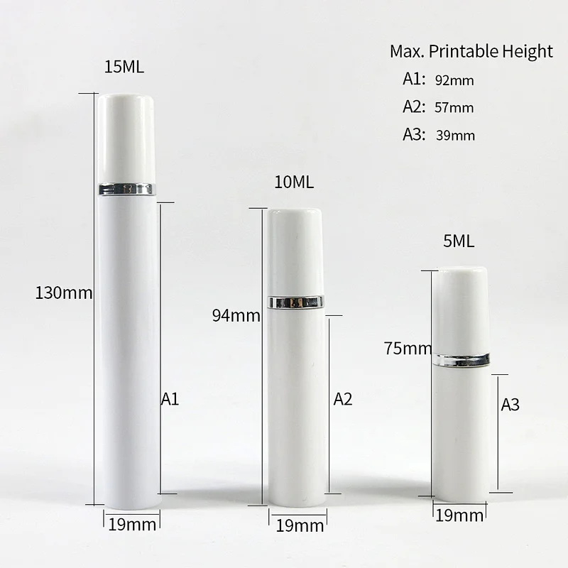 5 ml,10ml,15ml cosmetic lotion cream empty container  plastic body care bottles white  metal ouside