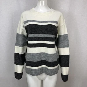 Acrylic spandex ladies knitwear striped winter sweaters for women