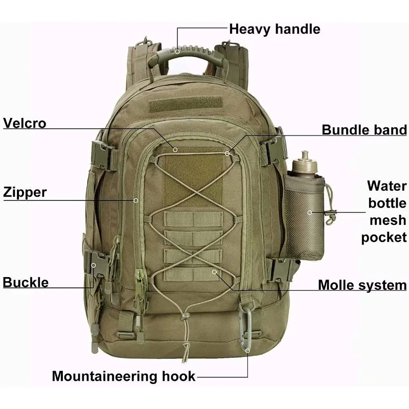 Navo Large Military Backpack Backpack for Men  Tactical Travel Backpack for Work,School,Camping,Hunting,Hiking,military backpack,army rucksack,army backpack,swiss army backpack