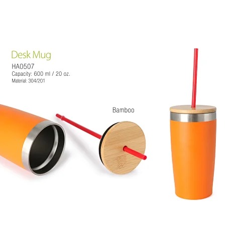 Hot Selling Stainless Steel Mug Desk Mug with bamboo lid