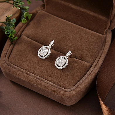 diamond circle earrings sterling silver