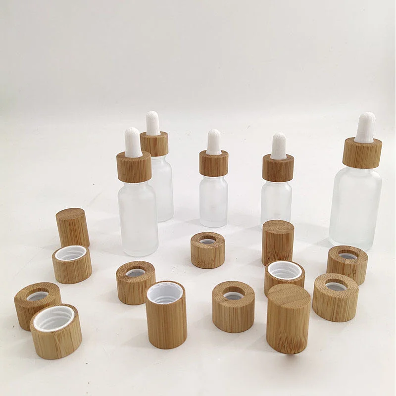 bamboo screw cap essential oil cover face cream spray cosmetic glass dropper aromatherapy e liguid