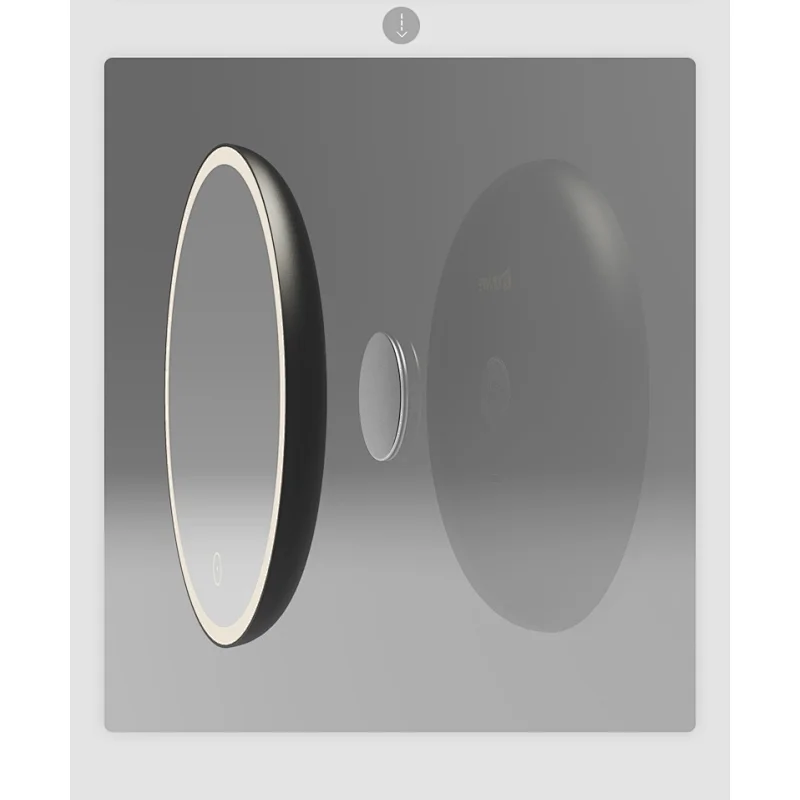 Custom Housing-color Round LED Bathroom Mirror Type C Charging Magnetic Detachable Mirror HCL-049
