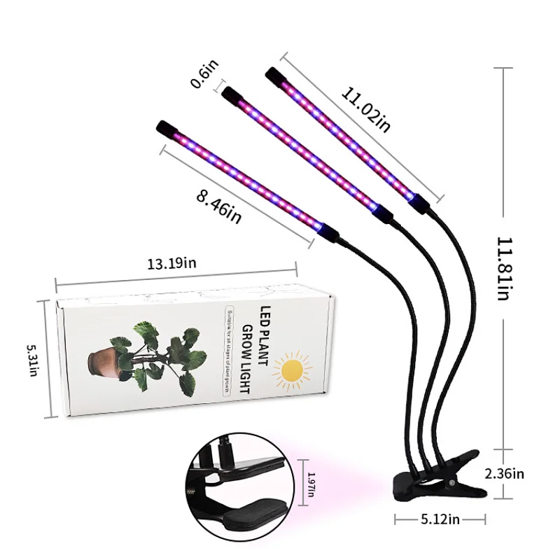 Hot Sell Full Spectrum Plant Growth Light Timing Adjustable Big shell controller Three strips plant 30w Plant Growth Light