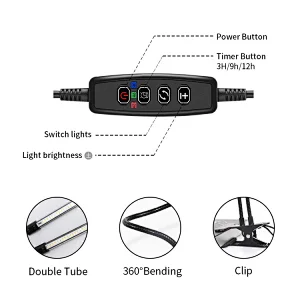 2021 New Model Timer Function 3H 9H 12H Two Head 40W 9 Dimmable Levels Customized LED Flexible Plant Growth Lamp Full Spectrum