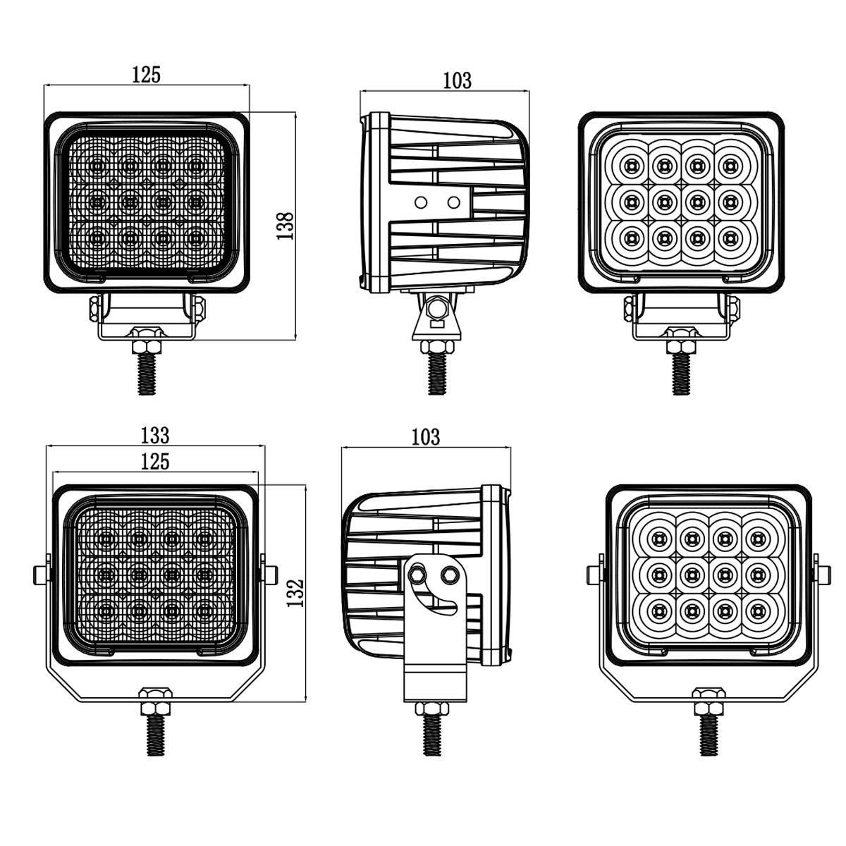 60W LED Work Light Working Lamp For Trucks & Agricultural Machinery IP68 CE RoHS Approved