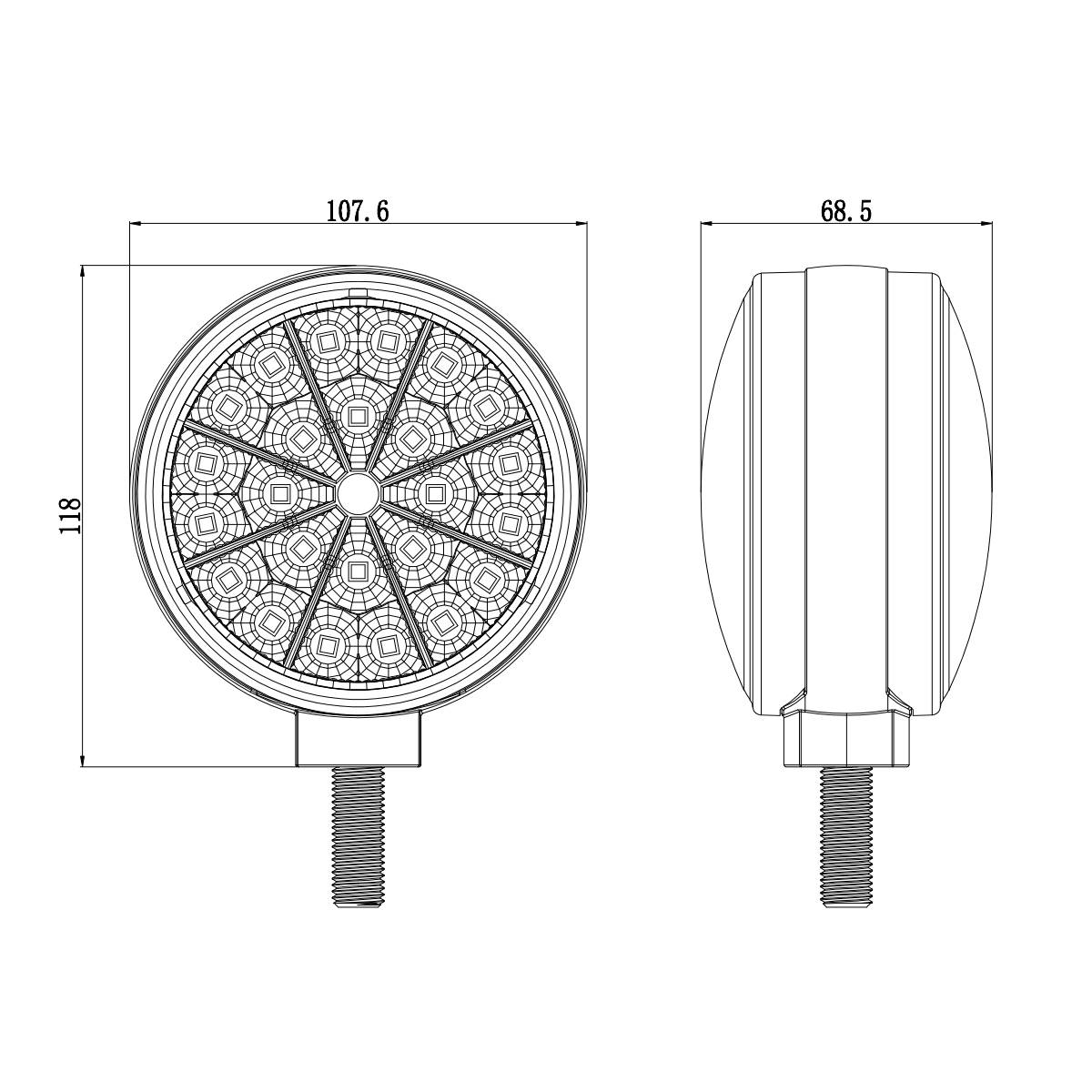48W Double Sided Round LED Turn Signals,  Agricultural Warning Light