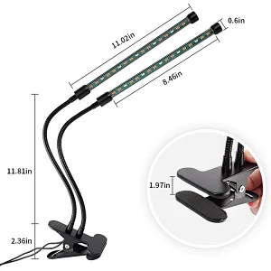 2021 New Model Timer Function 3H 9H 12H Two Head 40W 9 Dimmable Levels Customized LED Flexible Plant Growth Lamp Full Spectrum