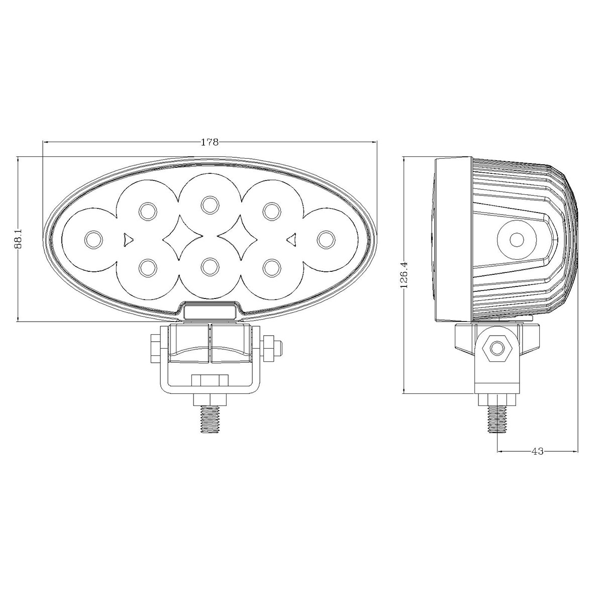 48W General Oval LED Work Lights