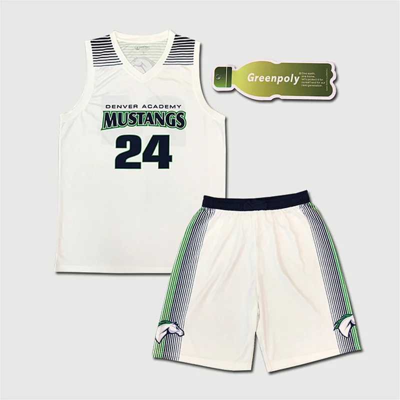 Greenpoly Recycle Material Custom Sublimation Basketball Jersey Basketball Set