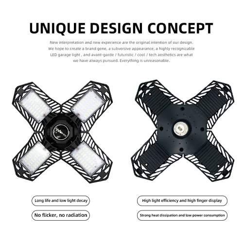 LED Garage Light Foldable Deformable150W Super Bright Led Garage Ceiling Light Adjustable With 4 Panel