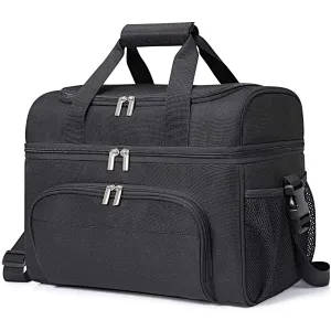 Navo Collapsible Cooler Bag 48-Can Insulated Leakproof Soft Cooler Portable Double Decker Cooler Tote for Beach/Picnic/Sports, Black,cooler bag,insulated bag,ice packs for coolers,yeti backpack cooler,thermal bag