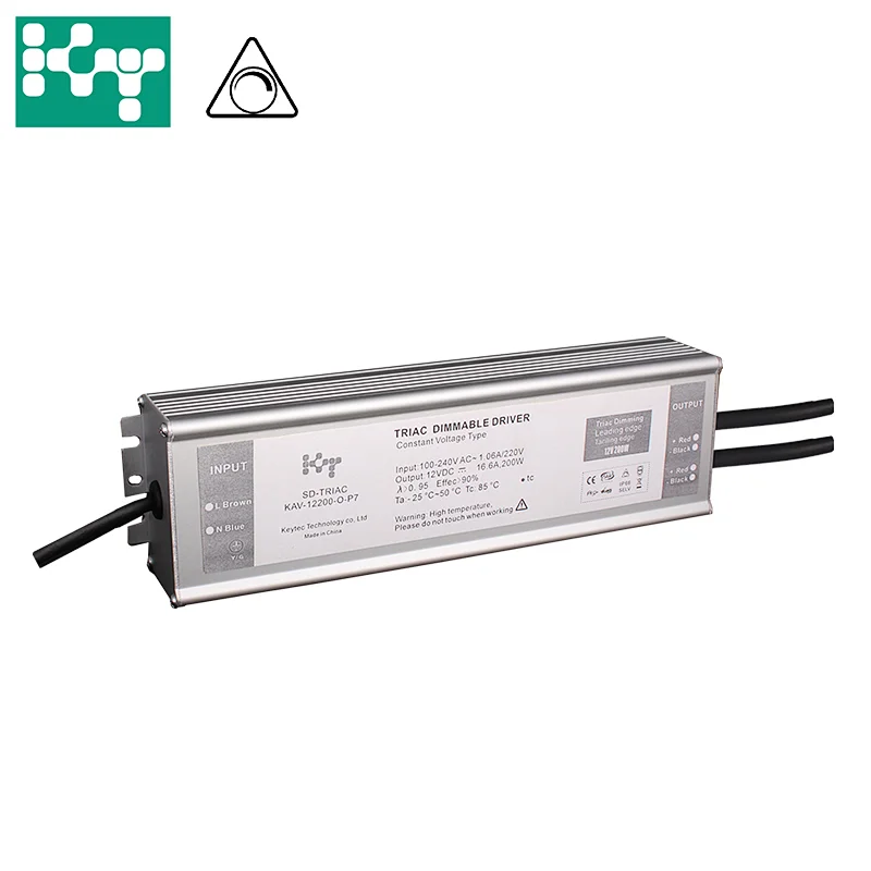 TRIAC Constant Voltage 12VDC 200W 16.6A IP66 PF0.9  Dimmable Signal LED Driver