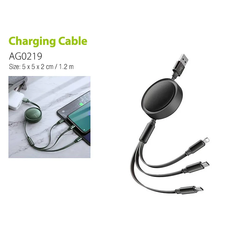 3 in1 retractable charing cable