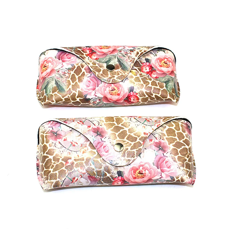 Peacock And Flower Printed Pu Leather Eye Glasses Case