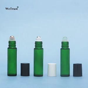 10ml green clear  frosted glass roller bottle roll-on fragrance essential oil vial black screw cap  personal care