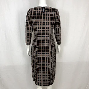 Viscose polyester spring elegant knitting dress long plaid sweater dress