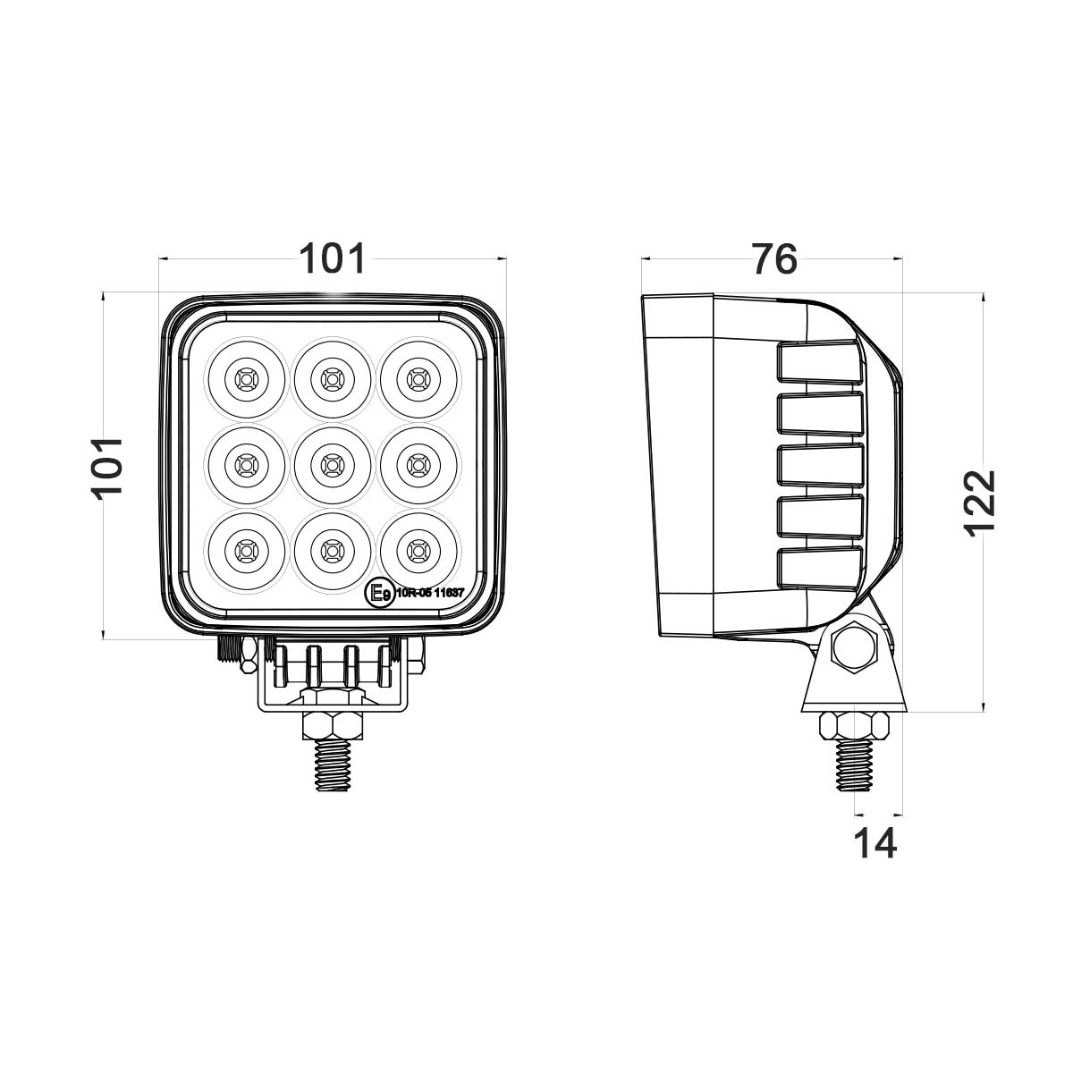 27W Forklift LED Safety Light Spot Offroad Race 9-32V