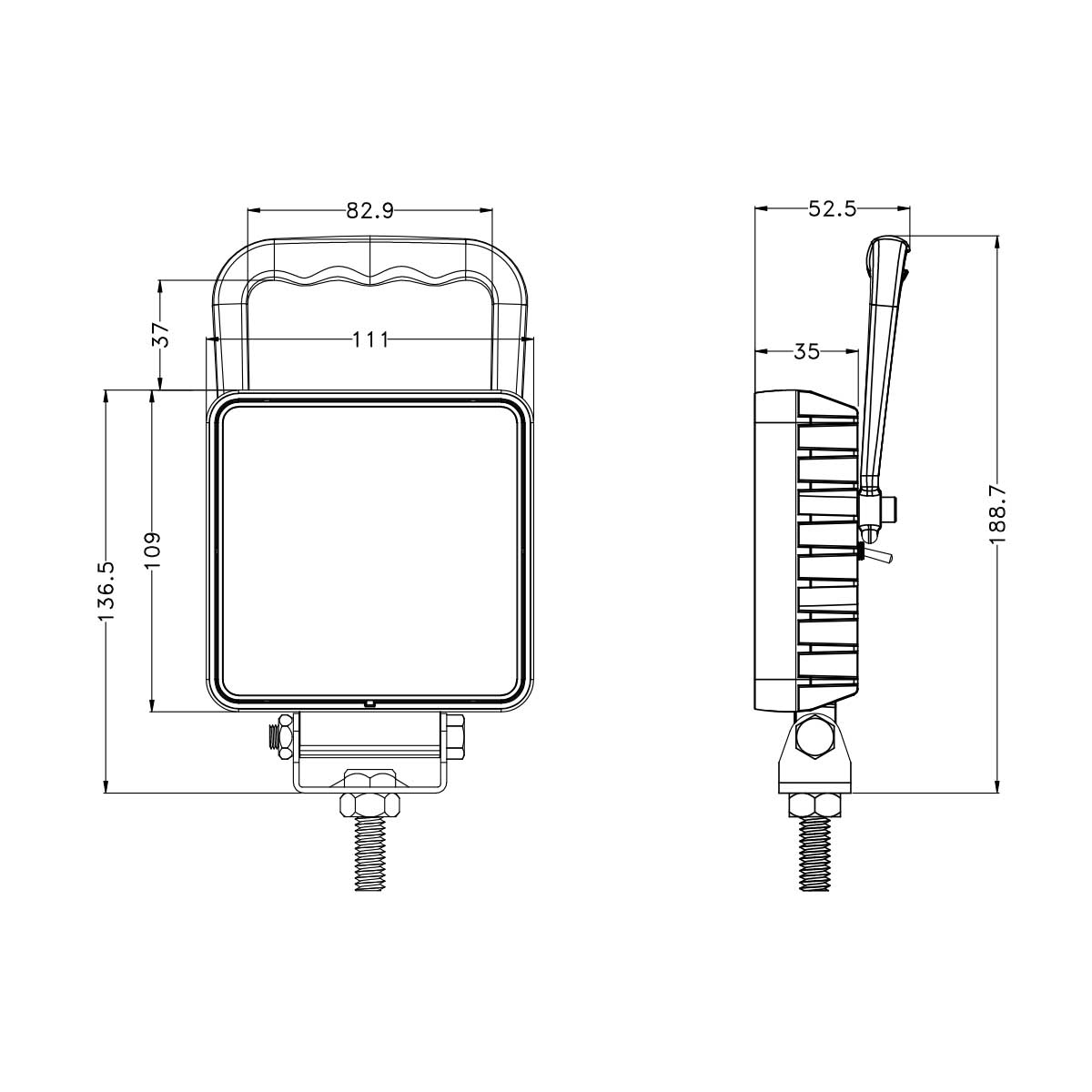 30w led work light For Trucks JP Agricultural Machinery Handle excavator etc, Switch Optional