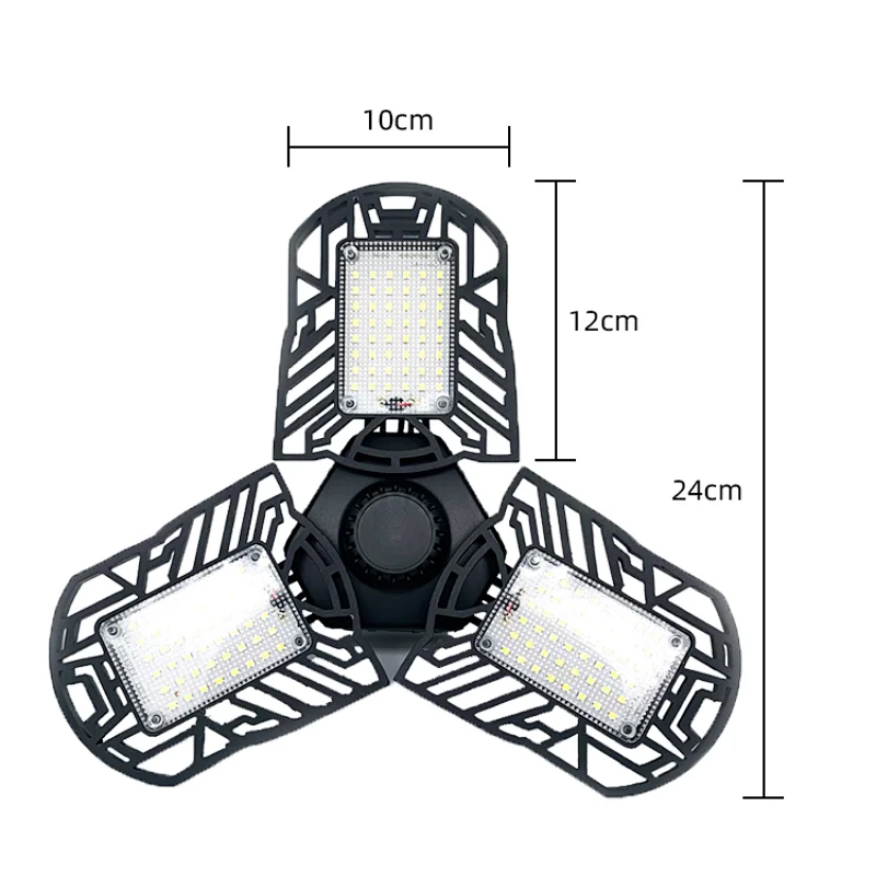 LED Garage Lights 80W E27/E26 6000LM Deformable Lamp Tribright Garage 3 Leaf Ceiling Lighting