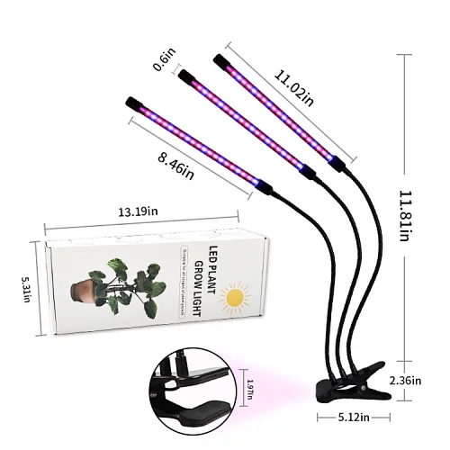 Hot Sell Full Spectrum Plant Growth Light Timing Adjustable Big shell controller Three strips plant 30w Plant Growth Light