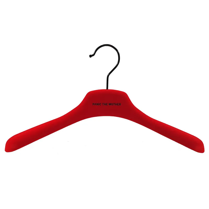 YT customized red color velvet coat hanger wide shoulder jacket clothes hanger