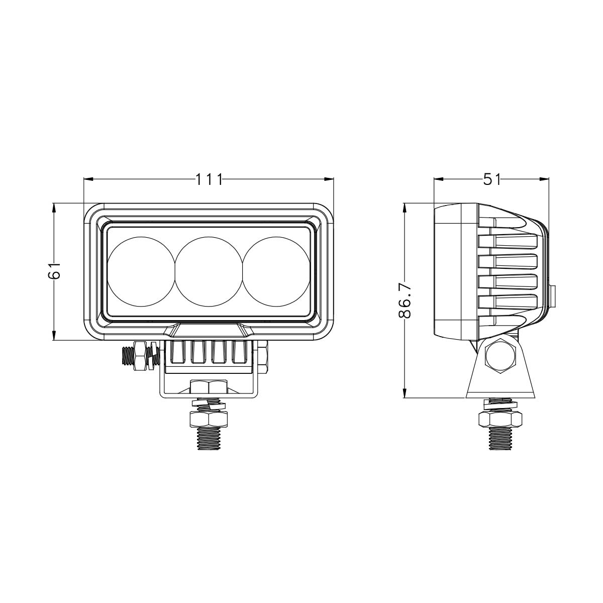Rectangle  30w Car Accessories Led Work Lamp