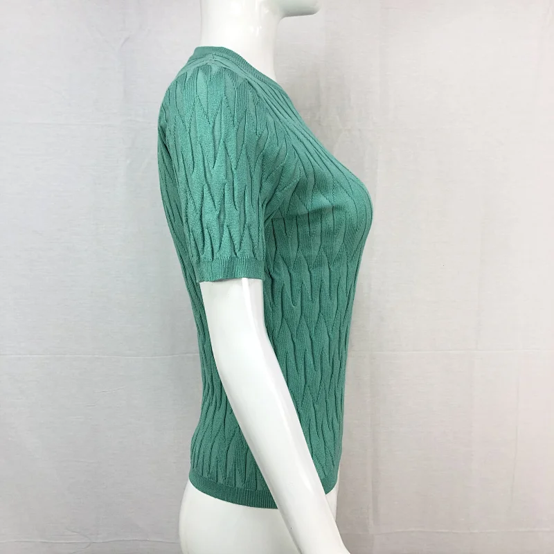 Summer 70%viscose30%nylon knitting sweater t-shirt casaul fashion women girl knitwear