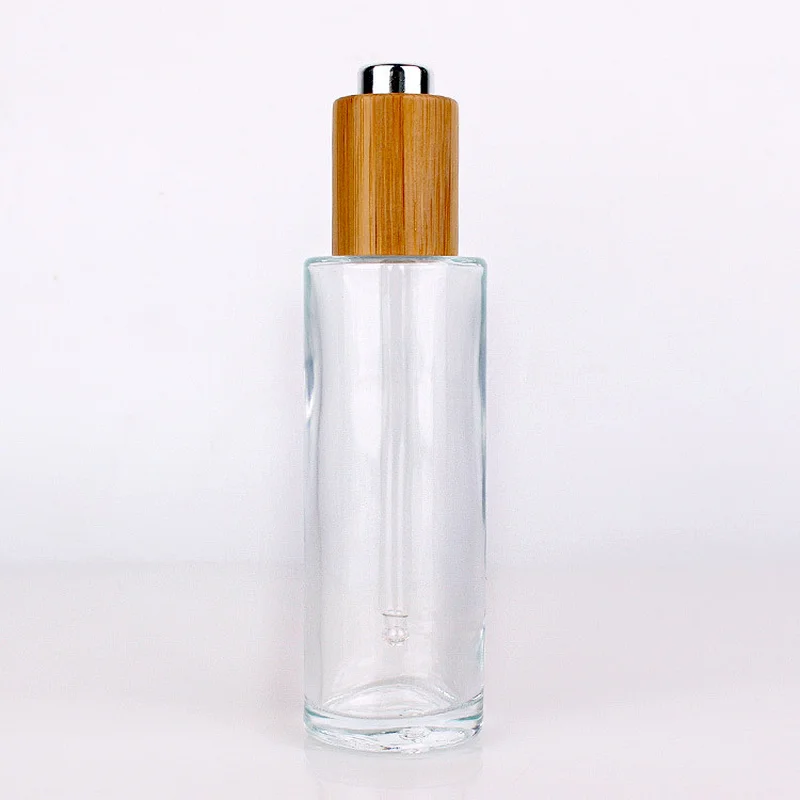 bamboo screw cap essential oil cover face cream spray cosmetic glass dropper aromatherapy e liguid round bottle lotion