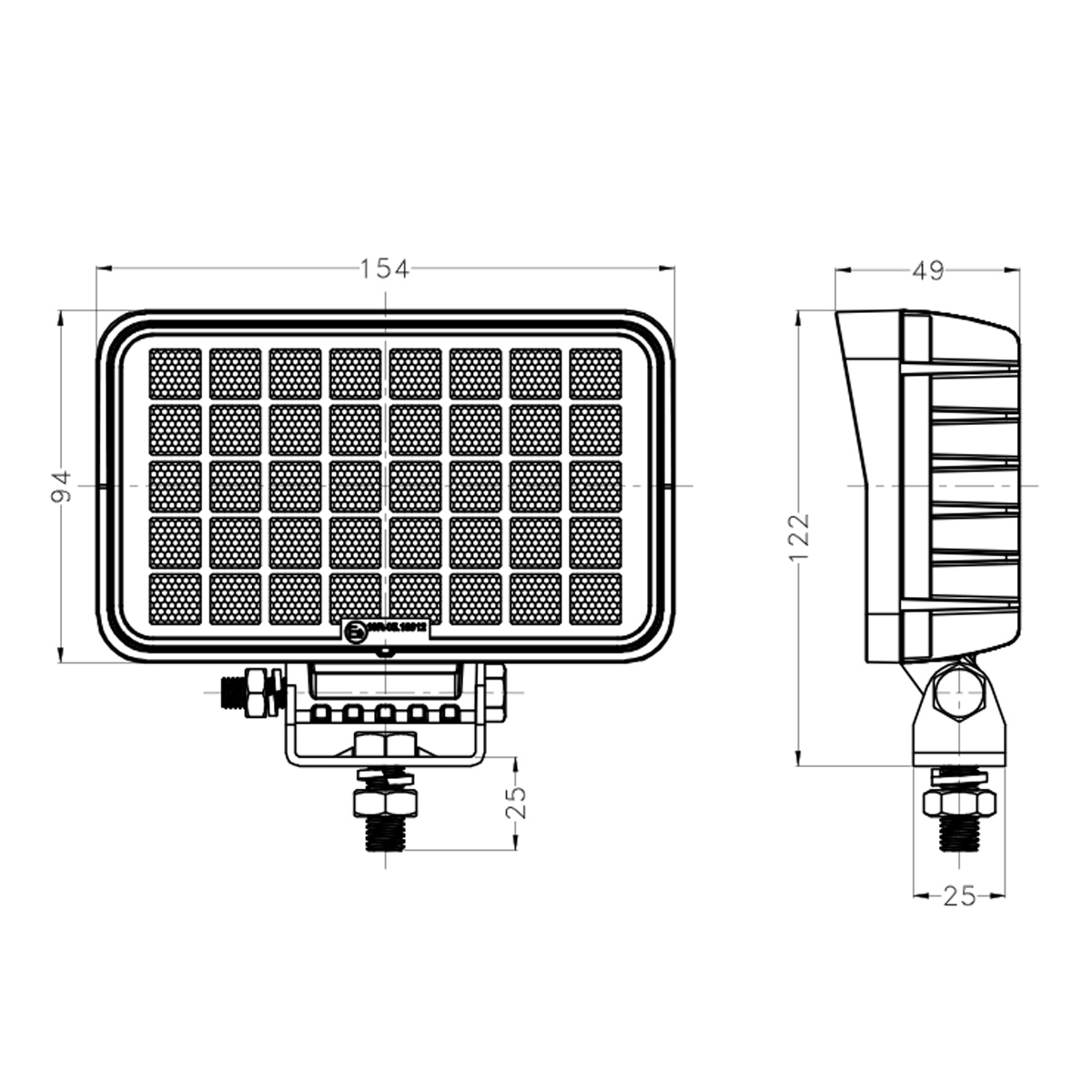 Rectangle 40W LED Work Light For JP Offroad ATV UTV Trucks excavator etc