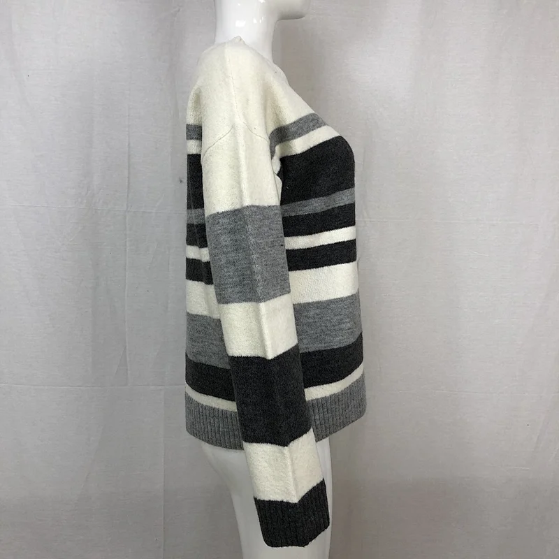 Acrylic spandex ladies knitwear striped winter sweaters for women
