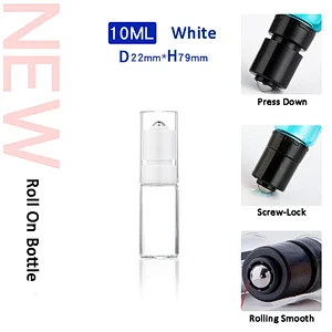 black white 10ml15ml20ml empty roller bottle glass essential oil perfume roll-on vial press the latch spring personal care