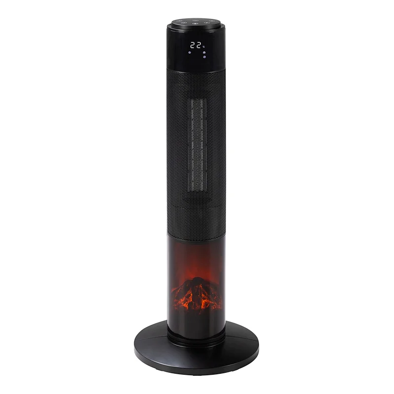 2022 New PTC Tower Fireplace Heater, LED display and flame effective