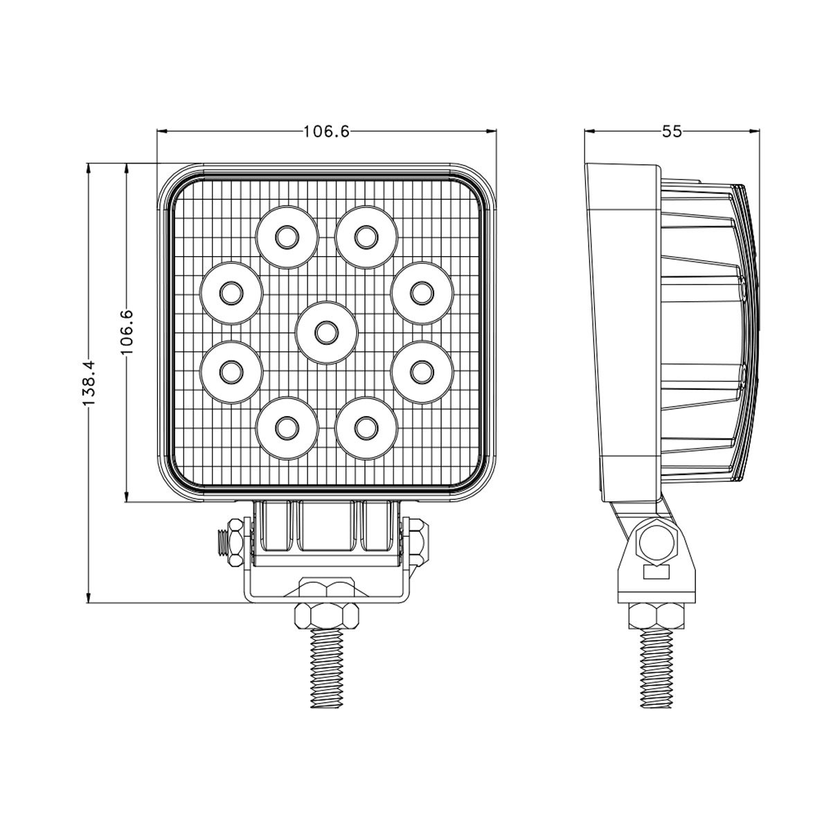 27w Car Led Work Light Waterproof IP68 Flood and Spot Beam Work Led Light