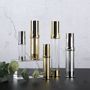 5ml 10ml 15ml20ml30ml  luxury metal aluminum lotion airless pump bottle  clear plastic pump bottle,cosmetic cream airless bottle