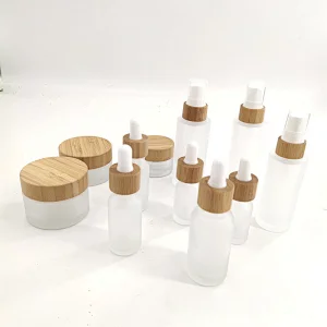 bamboo screw cap essential oil cover face cream spray cosmetic glass dropper aromatherapy e liguid