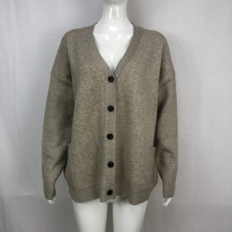 58%Viscose 32%nylon 10%polyester anti pill cardigan sweater plus size pocket knitwear from China