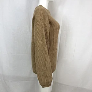 70%Acrylic 23% nylon 7% spandex knitwear pocket solid color thick women ladies sweater